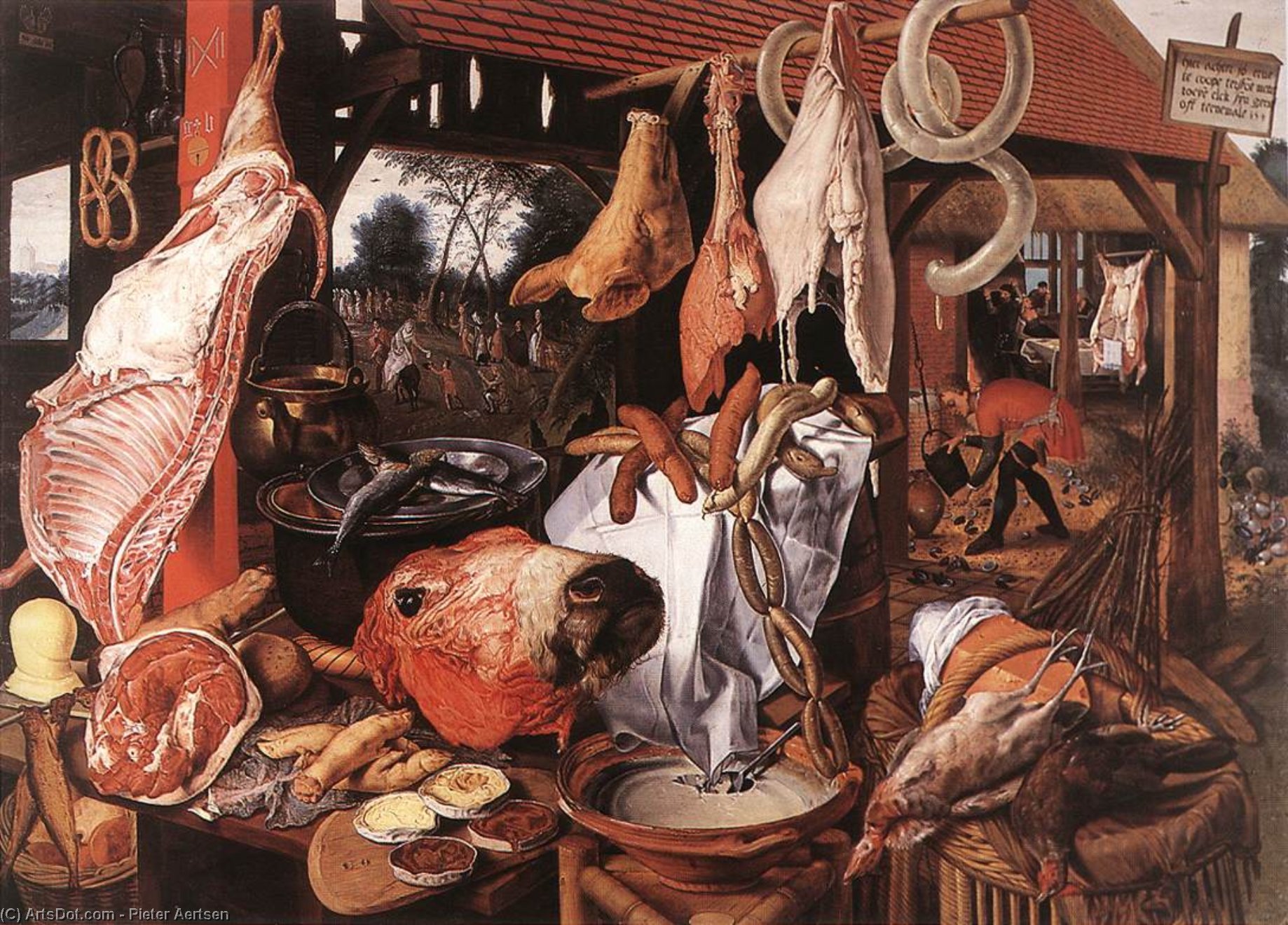 Butcher's Stall With The Flight Into Egypt, Oi — Pieter Aertsen