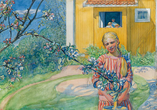 Girl With Apple Blossom — Carl Larsson