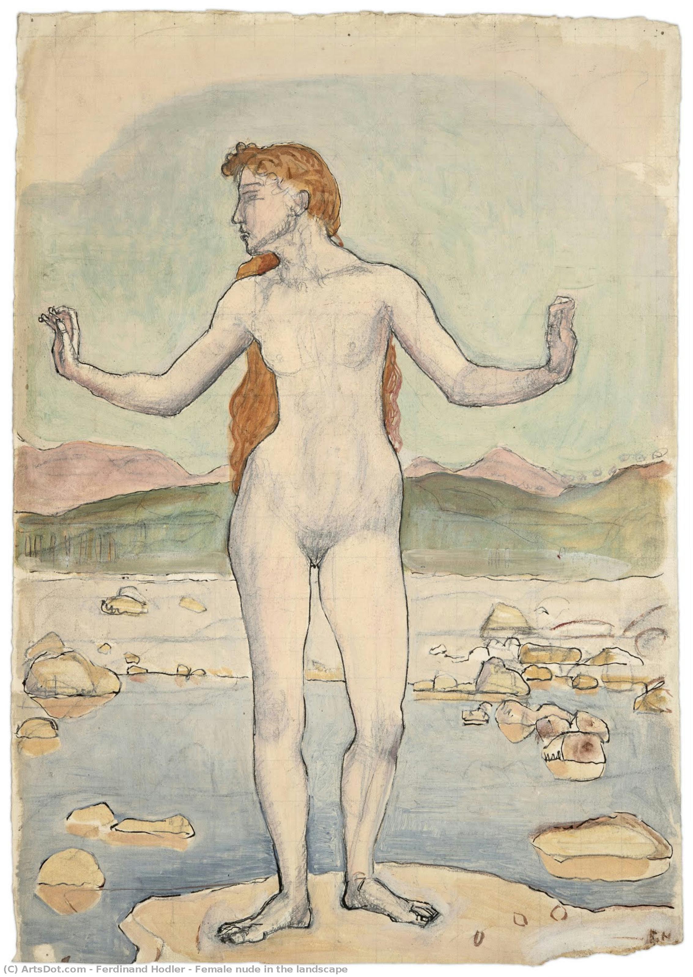 Female Nude In The Landscape — Ferdinand Hodler