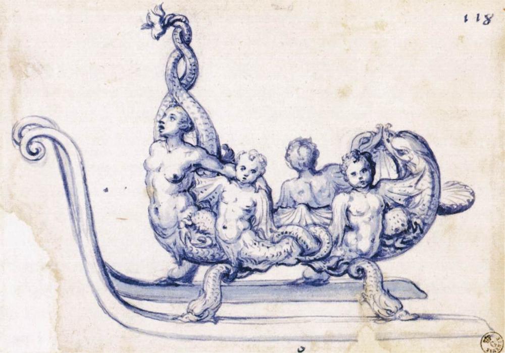 Sketch For A Sleigh With A Siren — Giuseppe Arcimboldo
