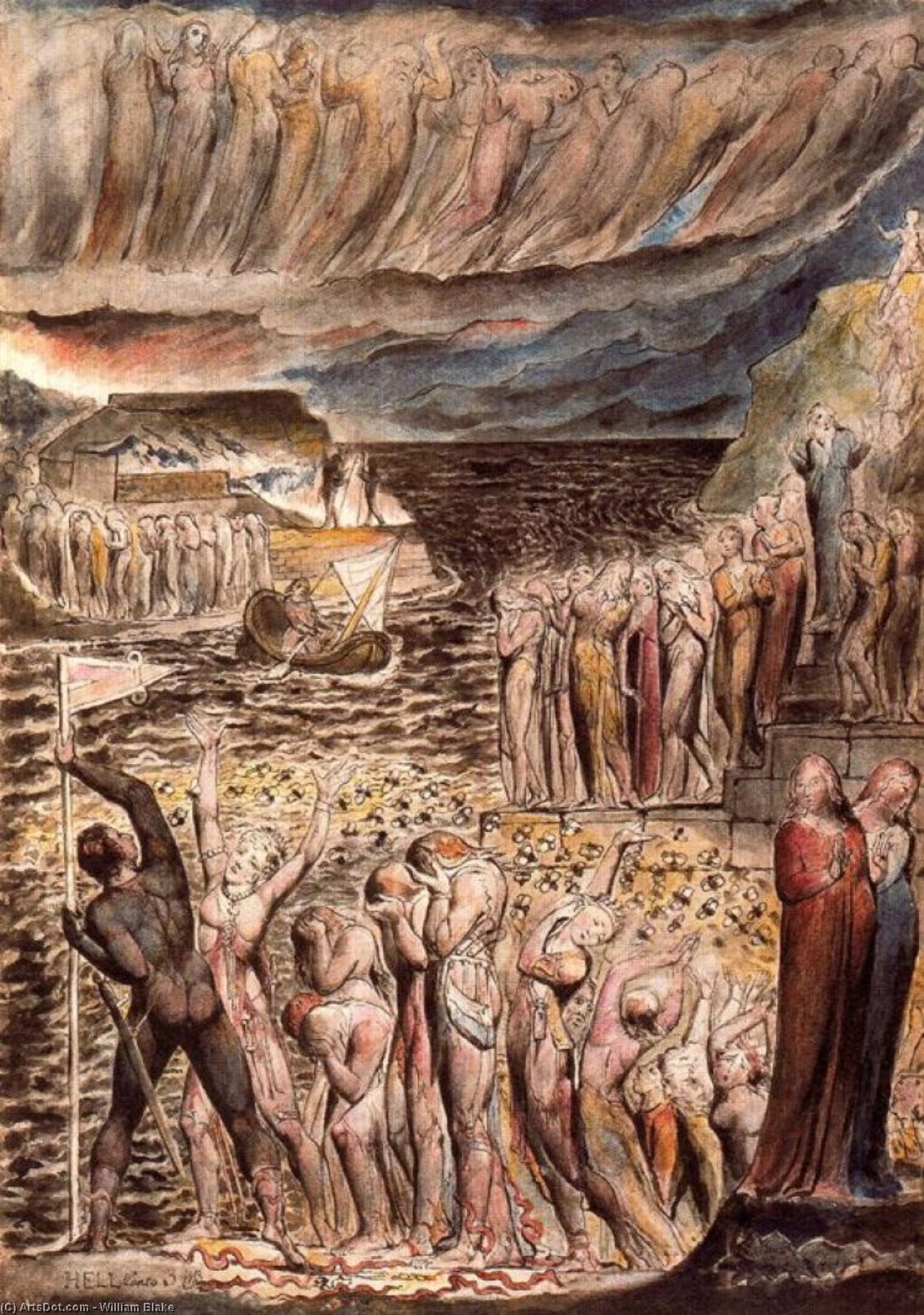 El Vestíbulo Del Infierno Y Las Almas Reuniéndose Para Atravesar El Aqueronte — William Blake