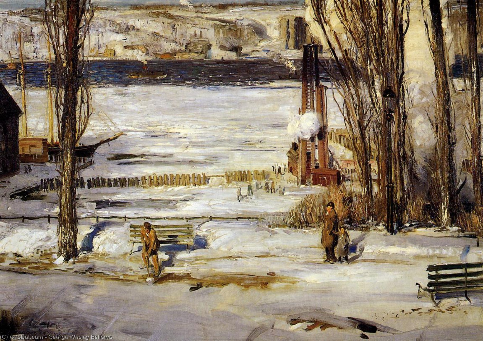 A Morning Snow - Hudson River — George Wesley Bellows
