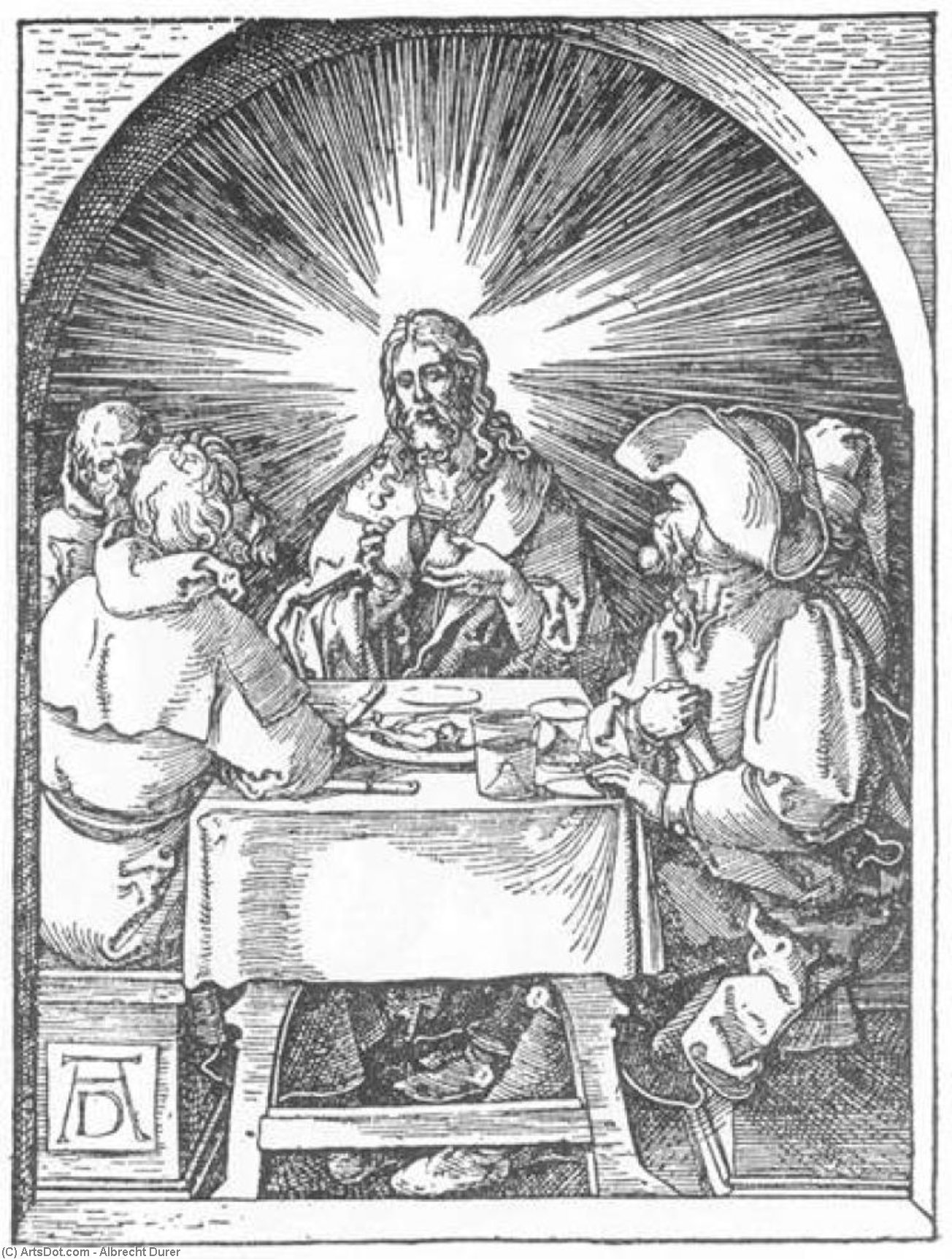 Small Passion: 32. Christ And The Disciples At Emmaus — Albrecht Dürer