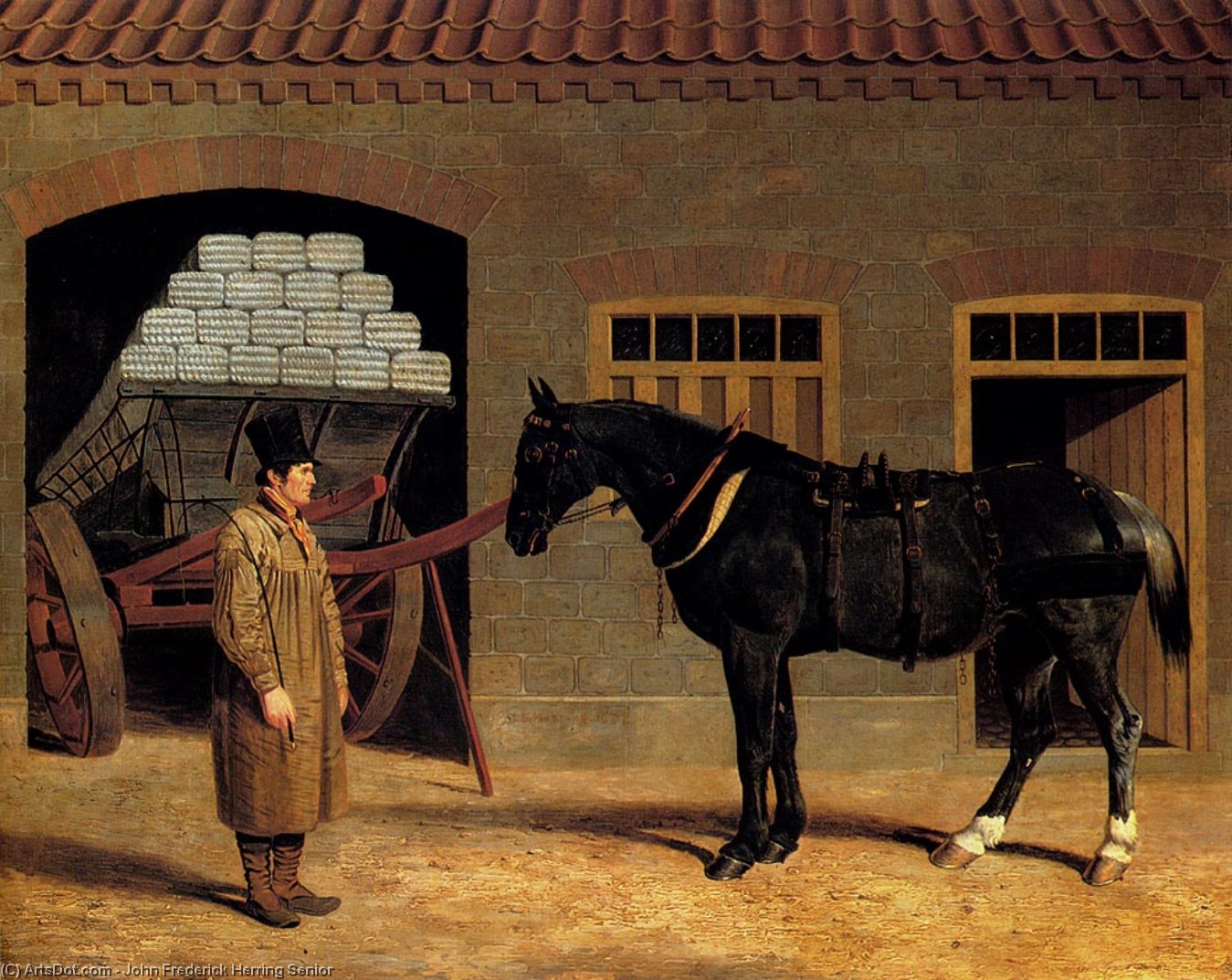 A Cart Horse And Driver Outside A Stable — John Frederick Herring Senior