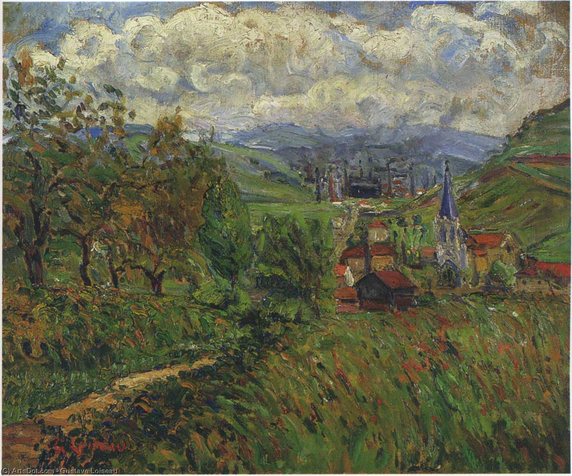 Route By The Village — Gustave Loiseau