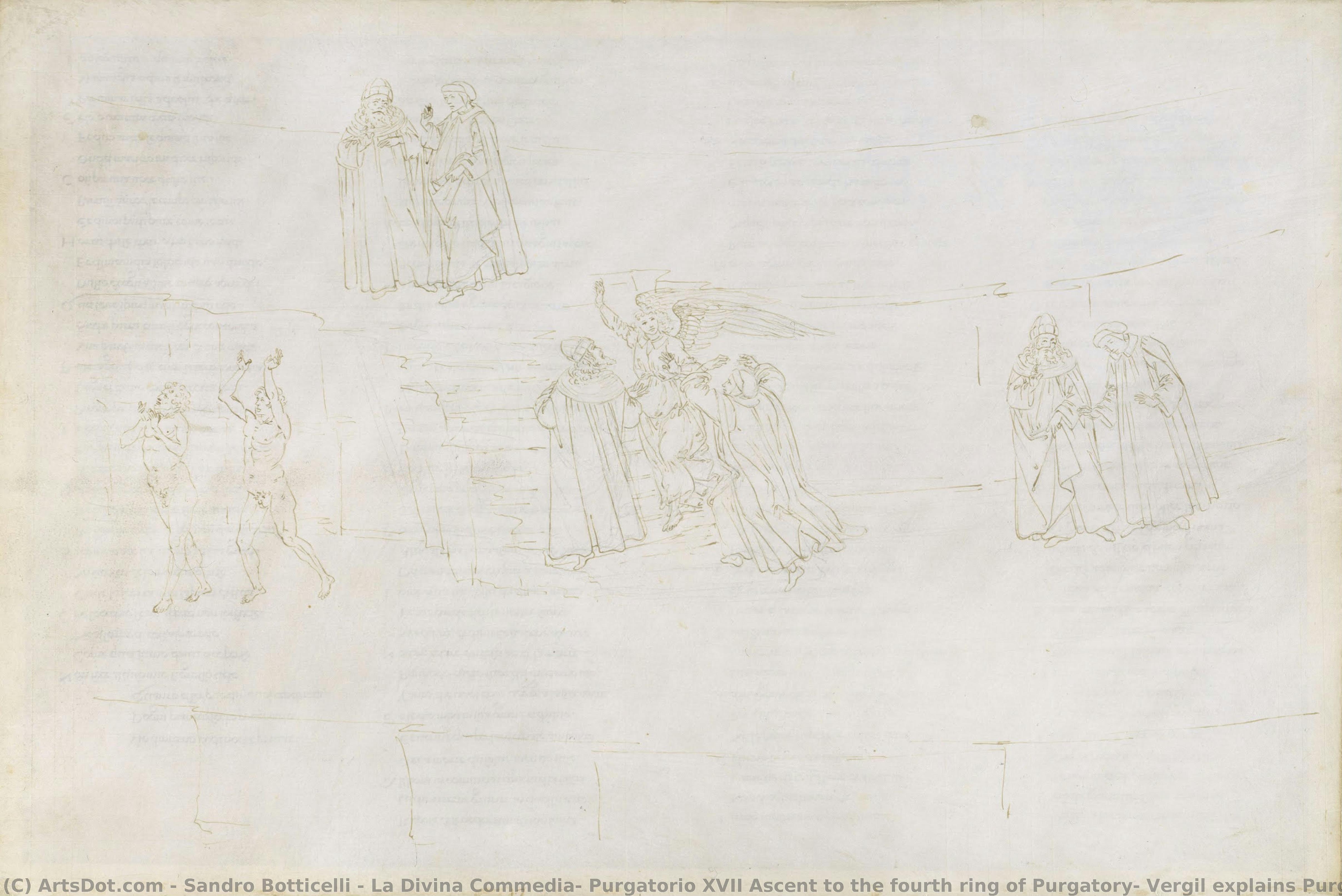 La Divina Commedia, Purgatorio Xvii Ascent To The Fourth Ring Of Purgatory: Vergil Explains Purgatory To Dante — Sandro Botticelli