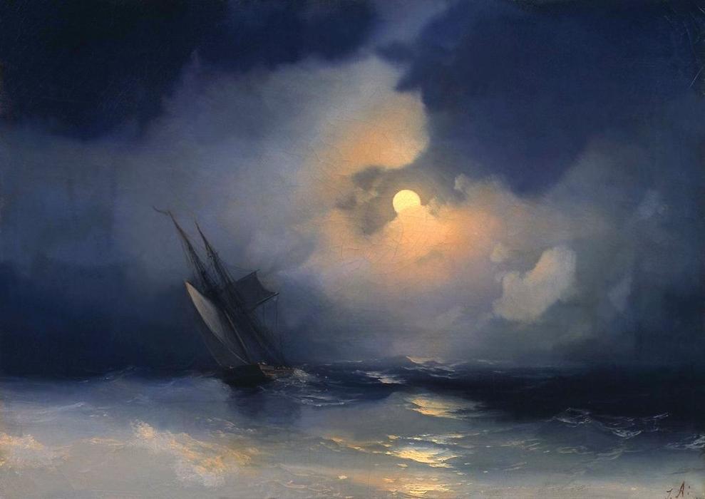 Storm At Sea On A Moonlit Night — Ivan Konstantinovich Aivazovsky