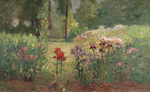 Iris And Trees (in The Flower Garden) — Theodore Clement Steele