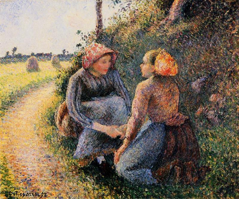 Seated And Kneeling Peasants — Camille Pissarro