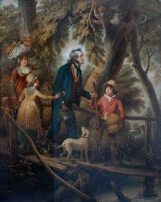 Children Guiding Their Blind Father Over A Bridge — William Redmore Bigg