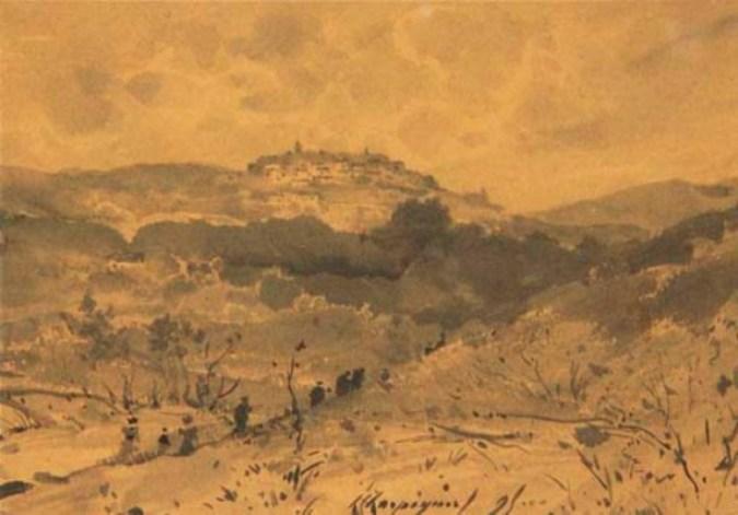 A Landscape With A Village On A Hill — Henri-joseph Harpignies