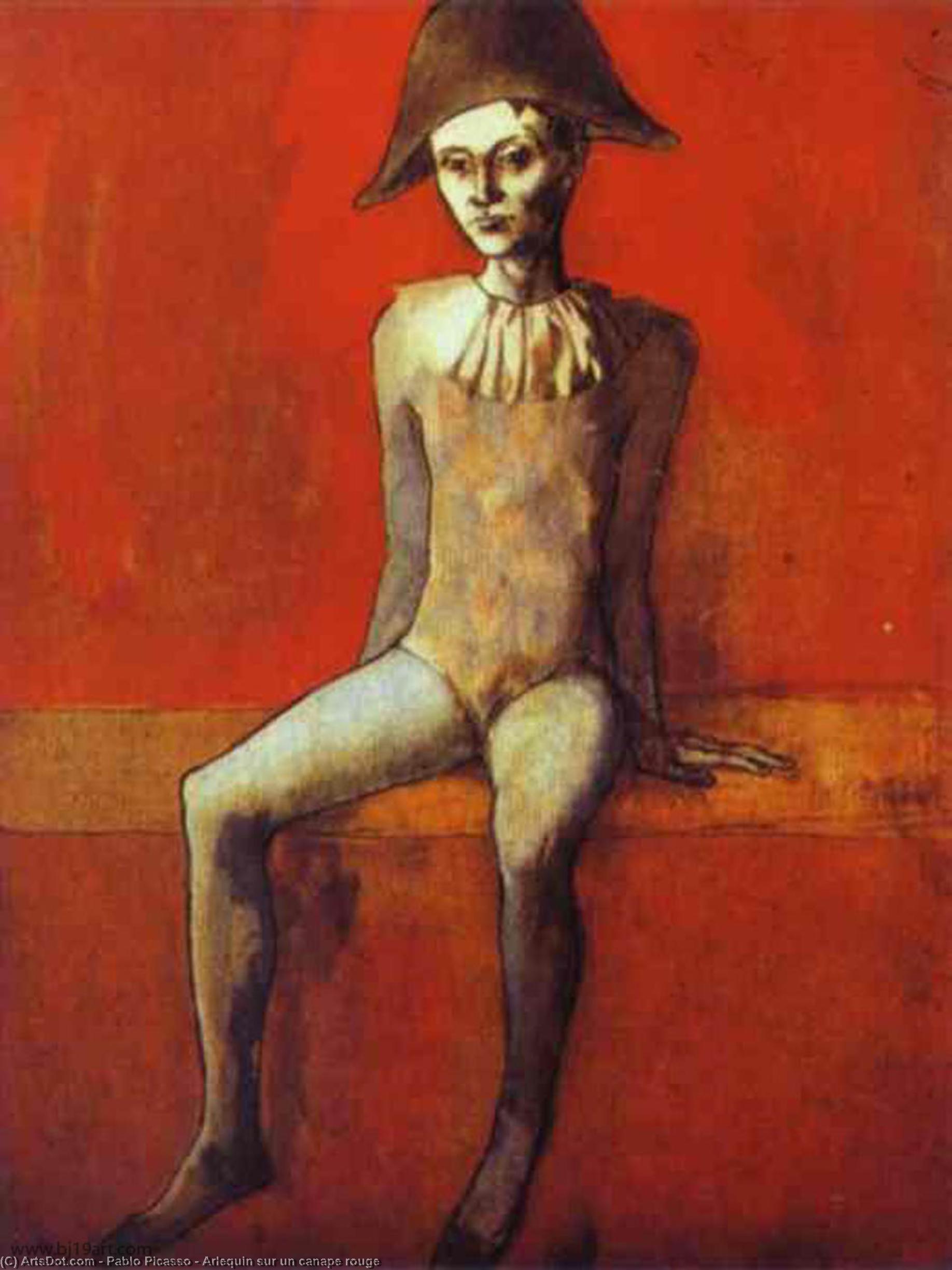 Arlequin Sur Un Canape Rouge — Pablo Picasso
