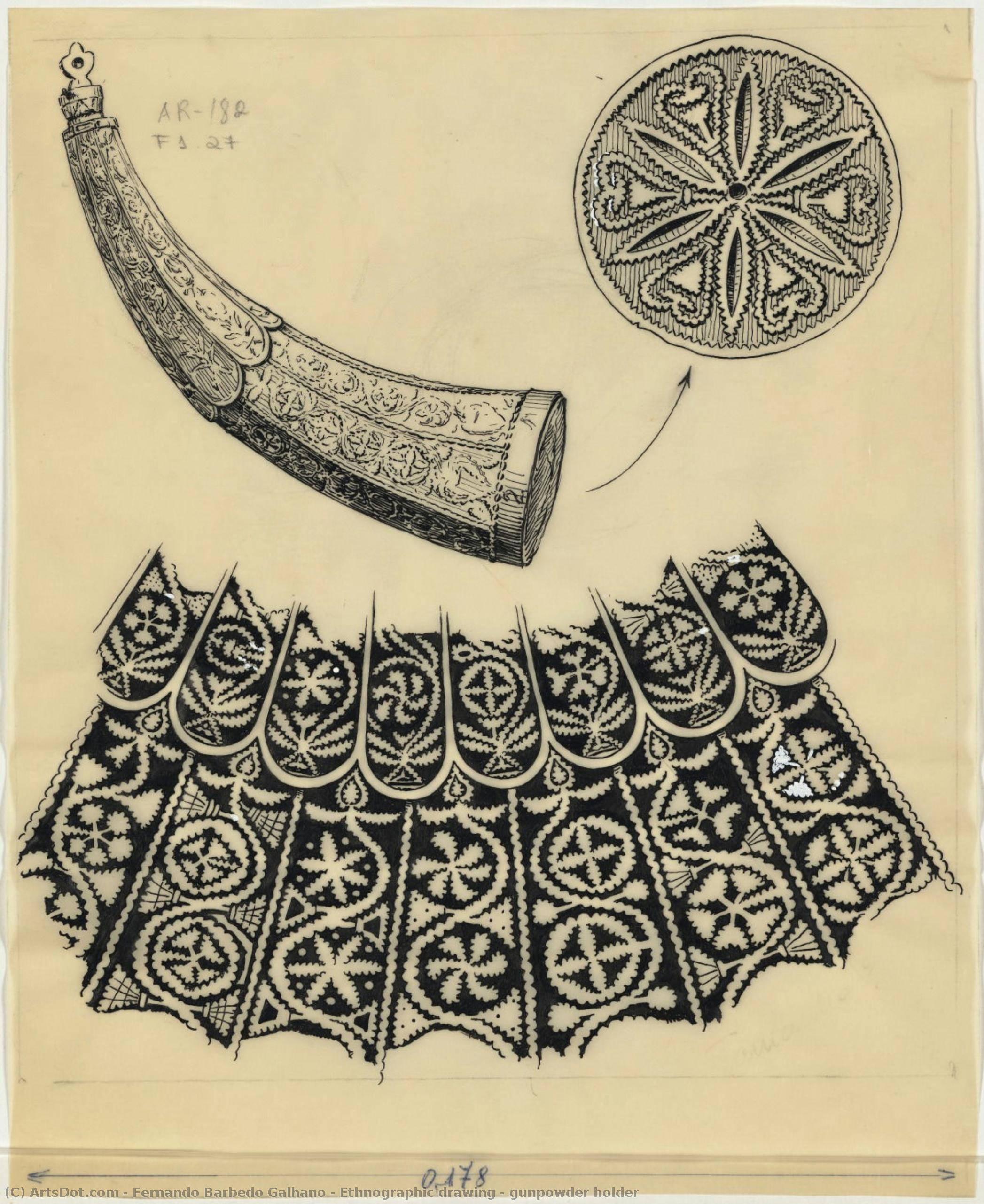 Ethnographic Drawing - Gunpowder Holder — Фернандо Барбедо Гаљано