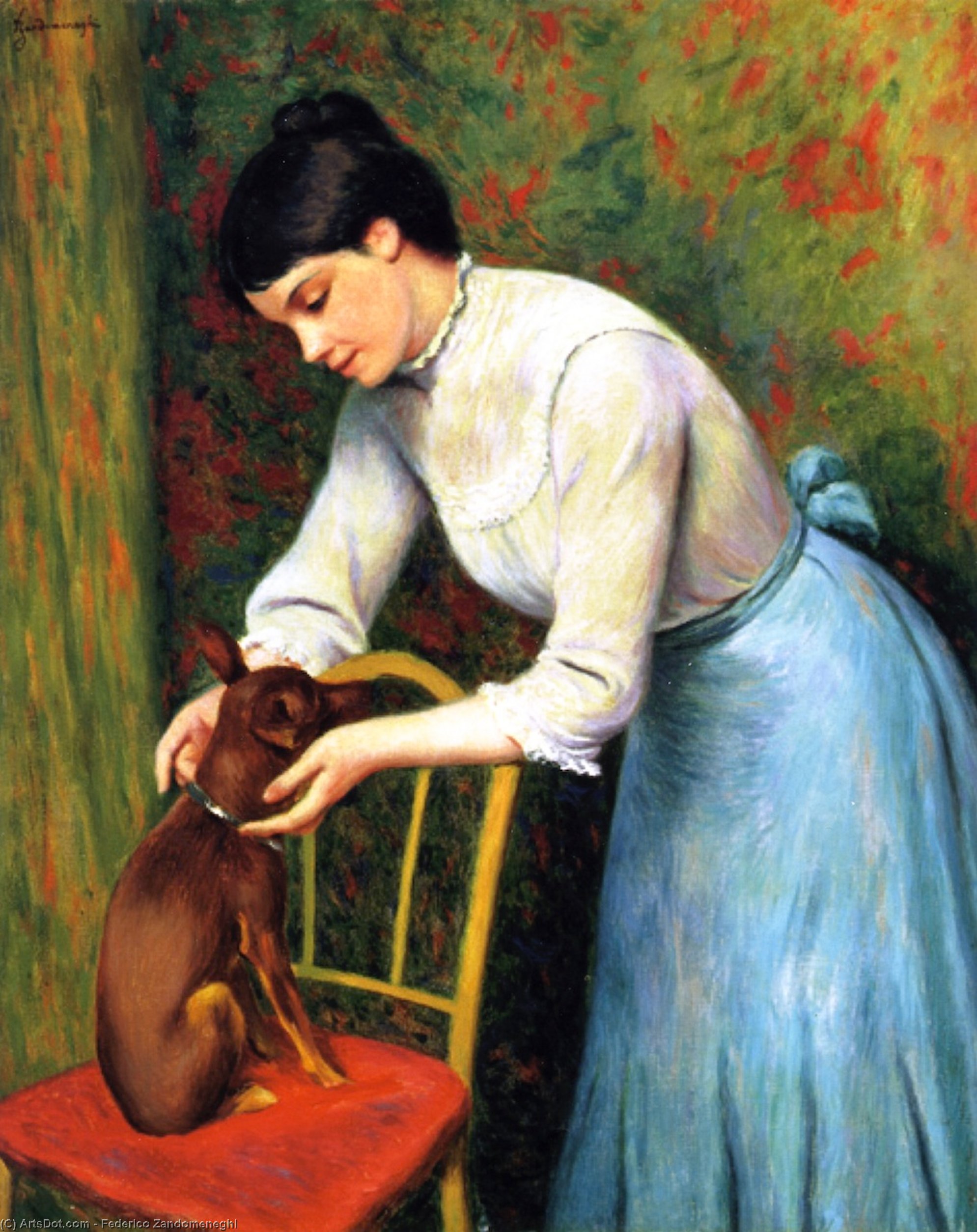 Woman With Dog — Federico Zandomeneghi