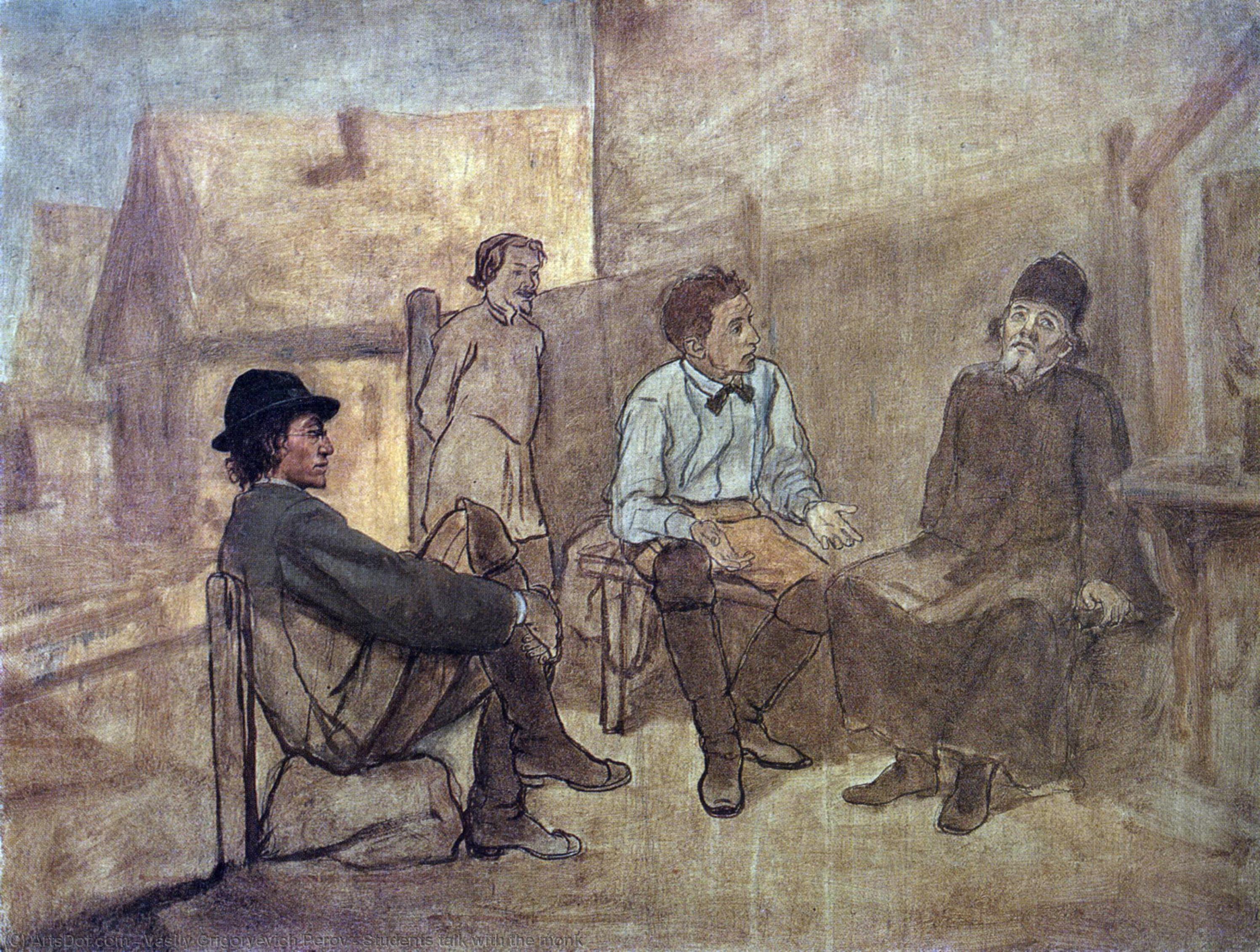 Students Talk With The Monk — Vasily Grigoryevich Perov