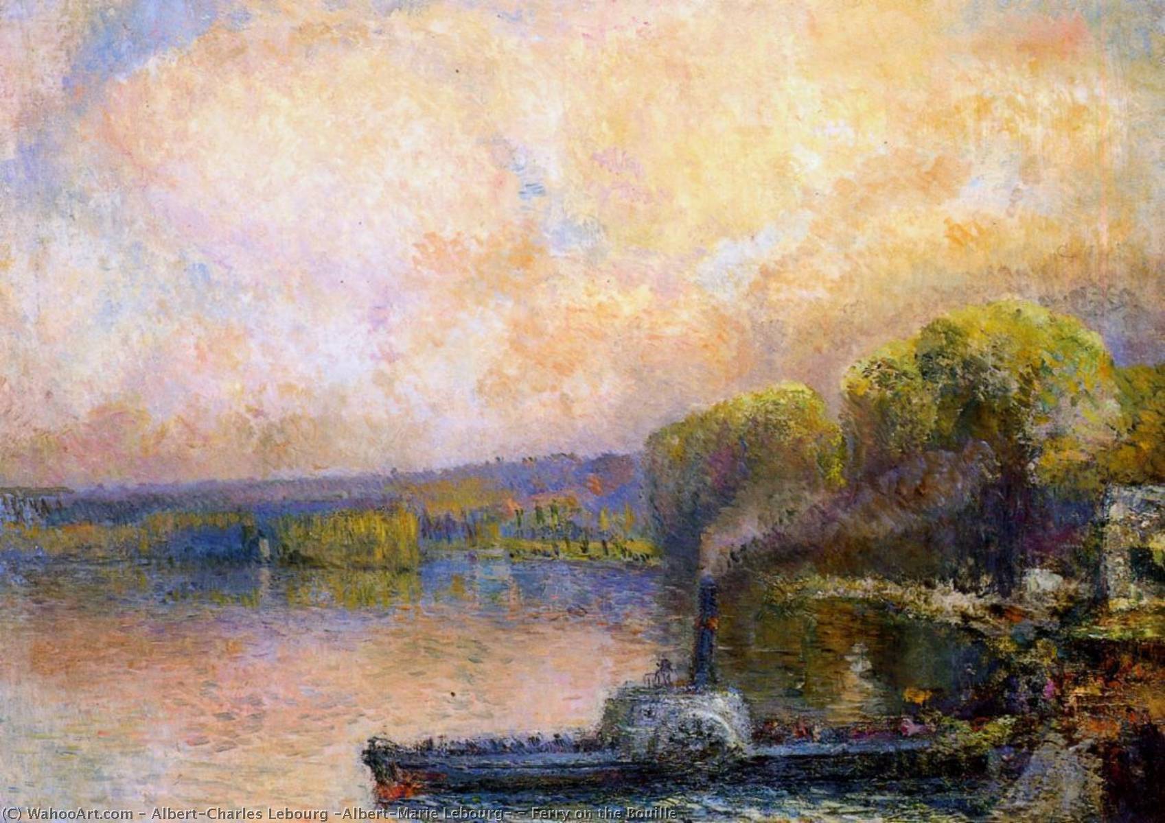 Ferry On The Bouille — Albert-charles Lebourg