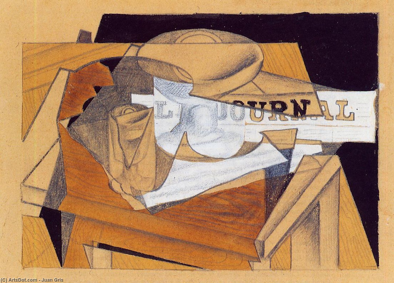 Bowl, Glass And Newspaper — Juan Gris