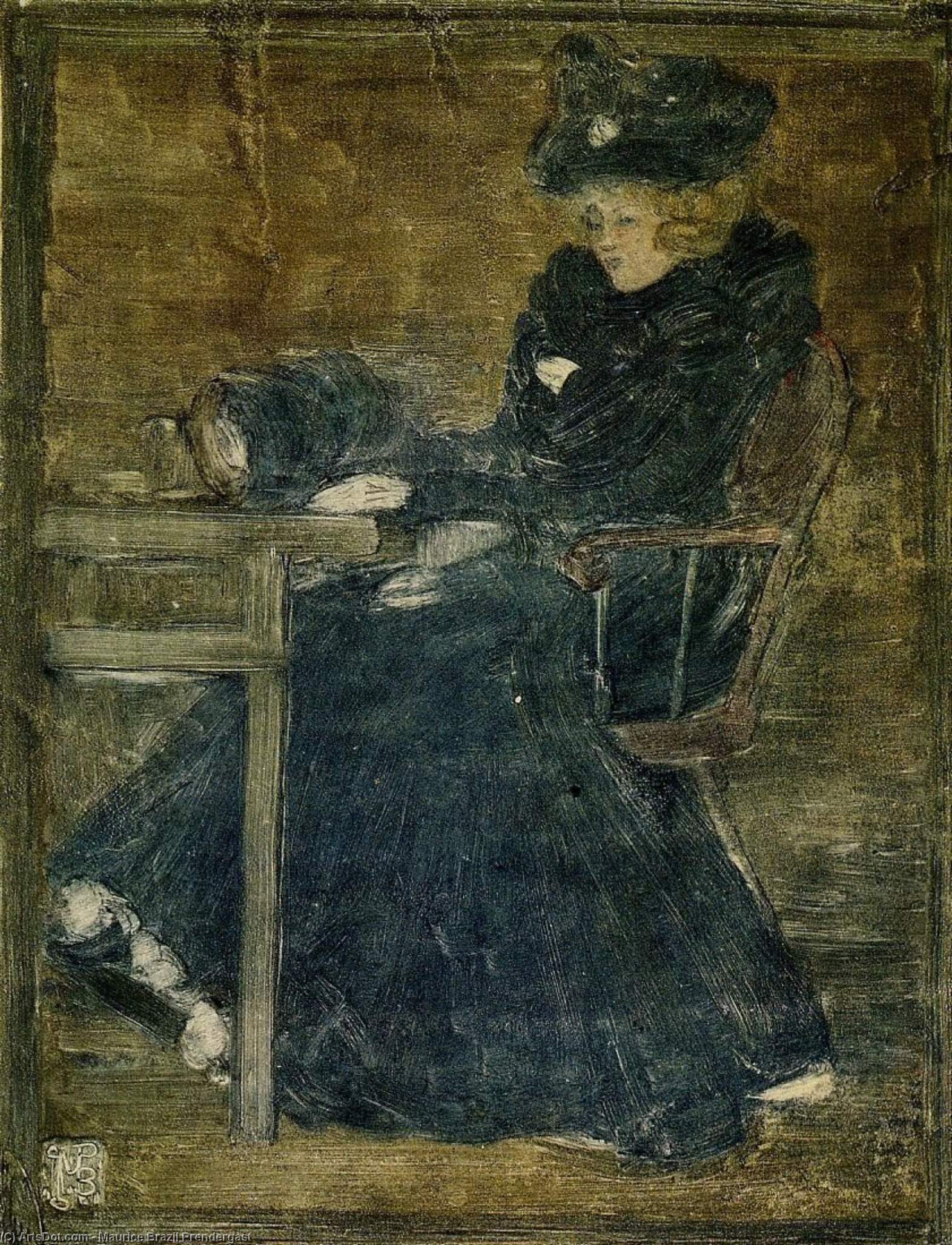 Seated Woman In Blue — Maurice Brazil Prendergast