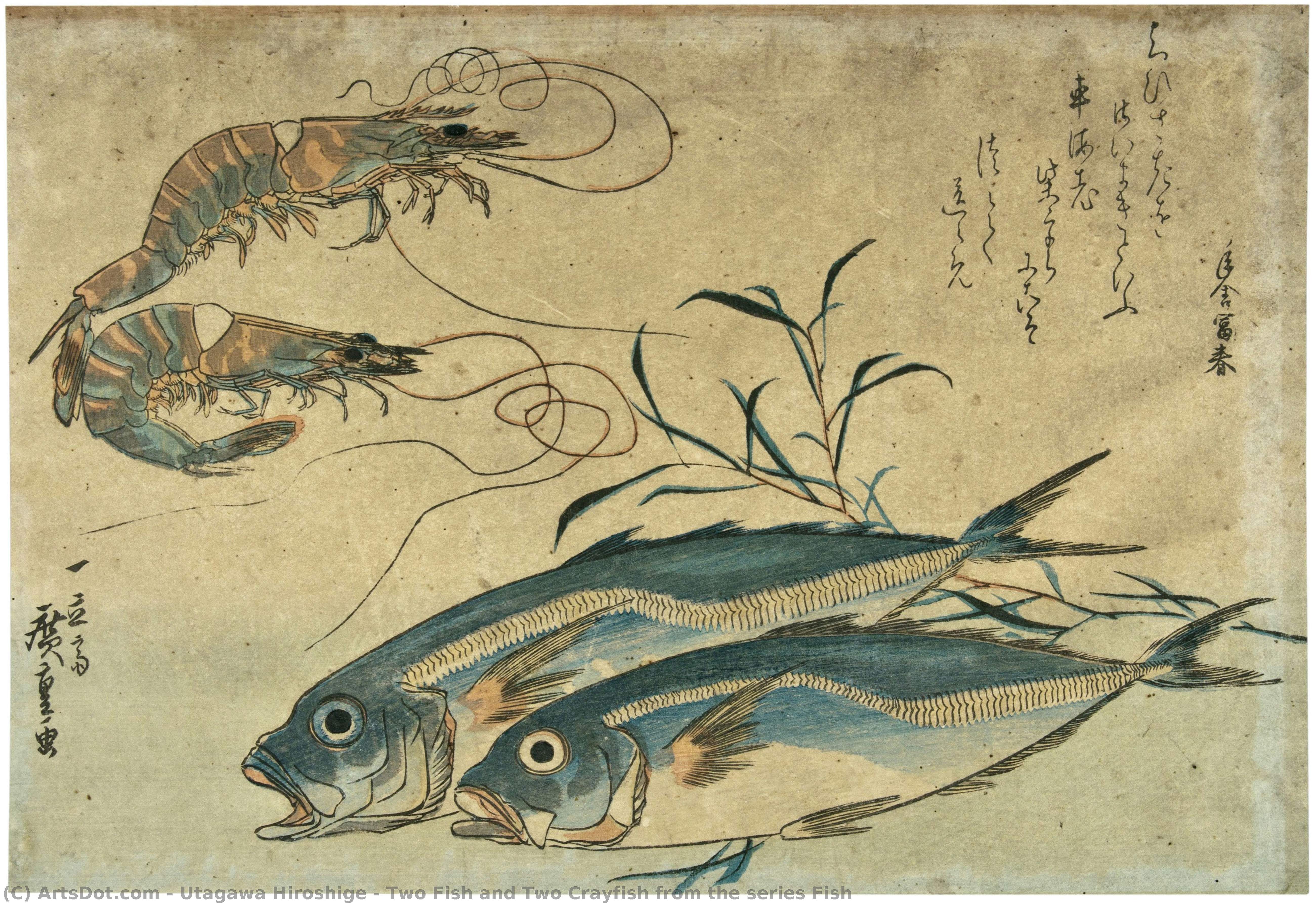 Two Fish And Two Crayfish From The Series Fish — Utagawa Hiroshige