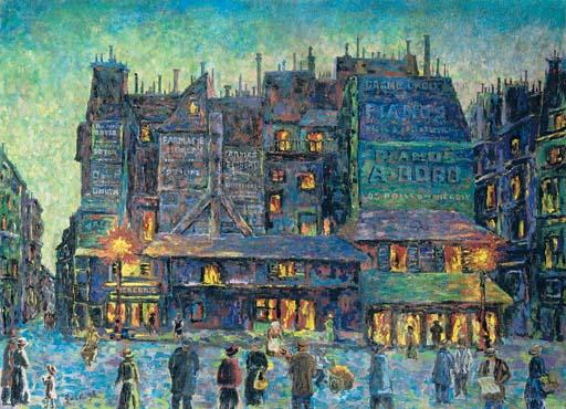 Paris, Busy Street At Night — Maximilien Luce