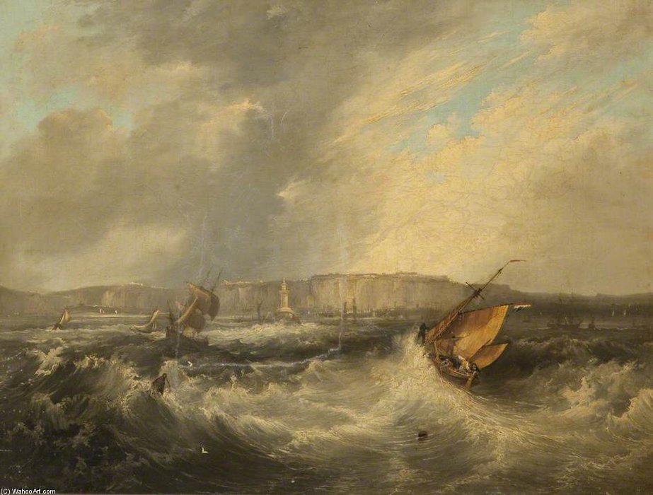 Shipping Scene With Lighthouse — Frederick Calvert