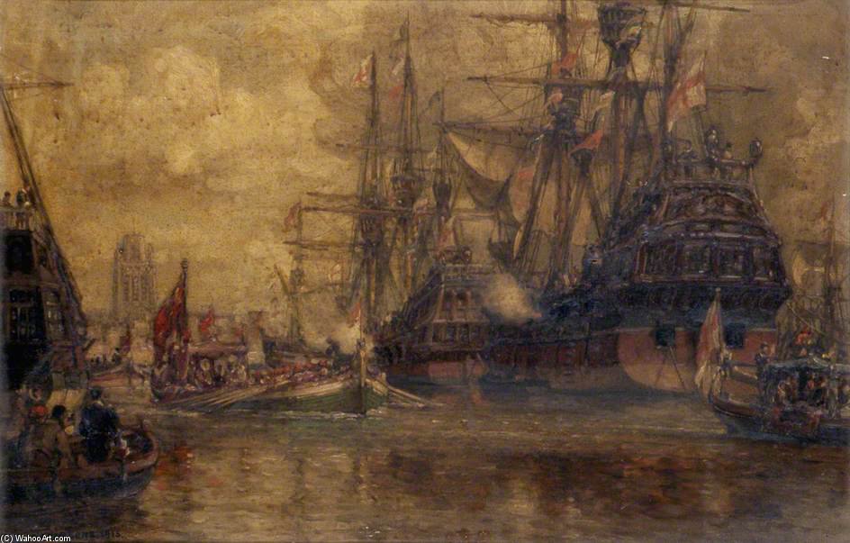 Queen Elizabeth Passing Down The Avon — Arthur Wilde Parsons