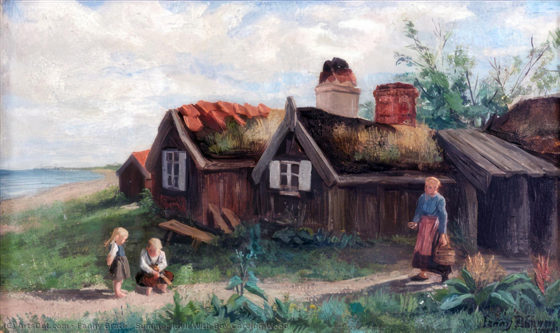 Summer Idyll With Boy Carving Wood — Fanny Brate