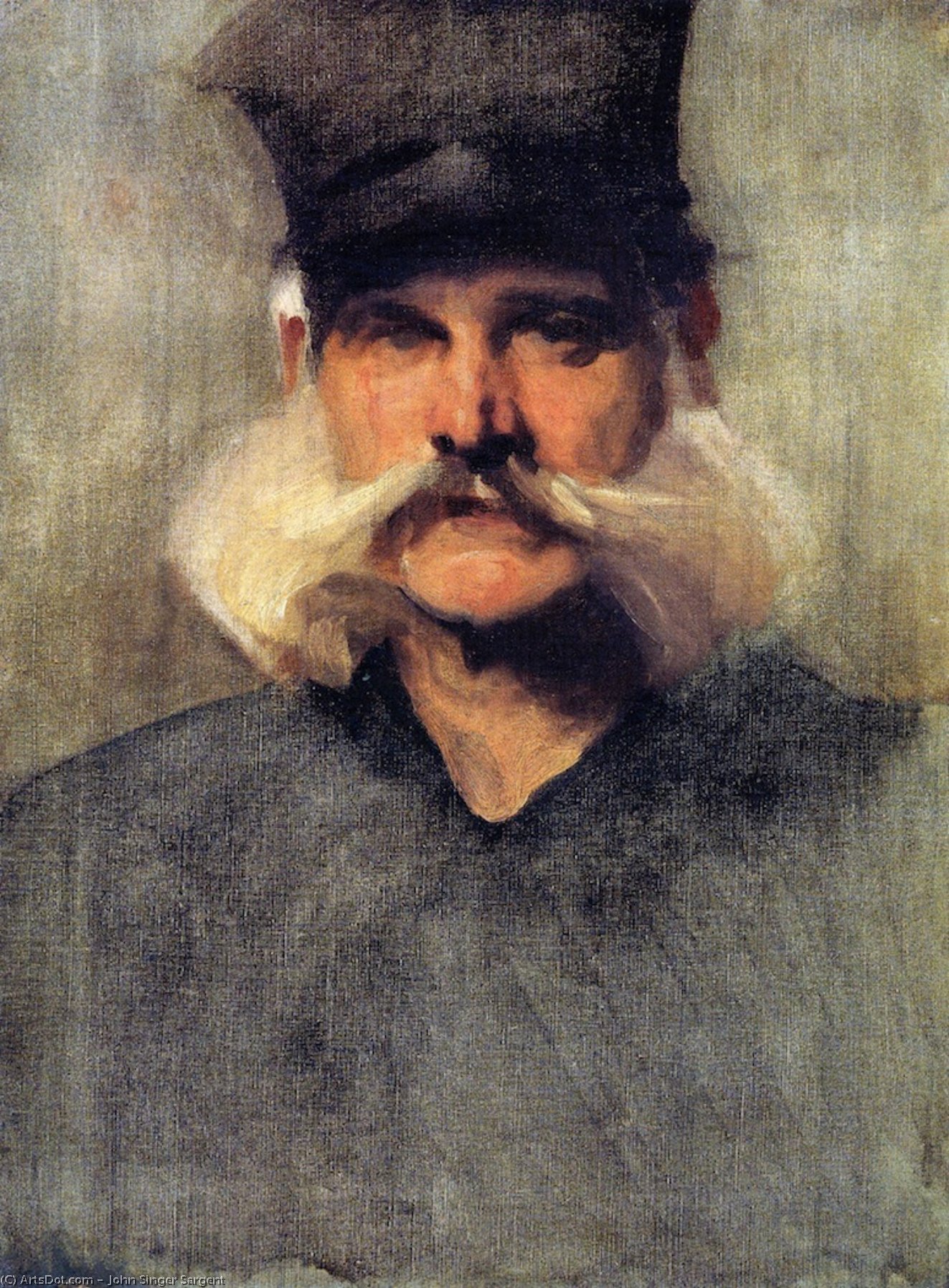 Study Of A Man Wearing A Tall Black Hat — John Singer Sargent