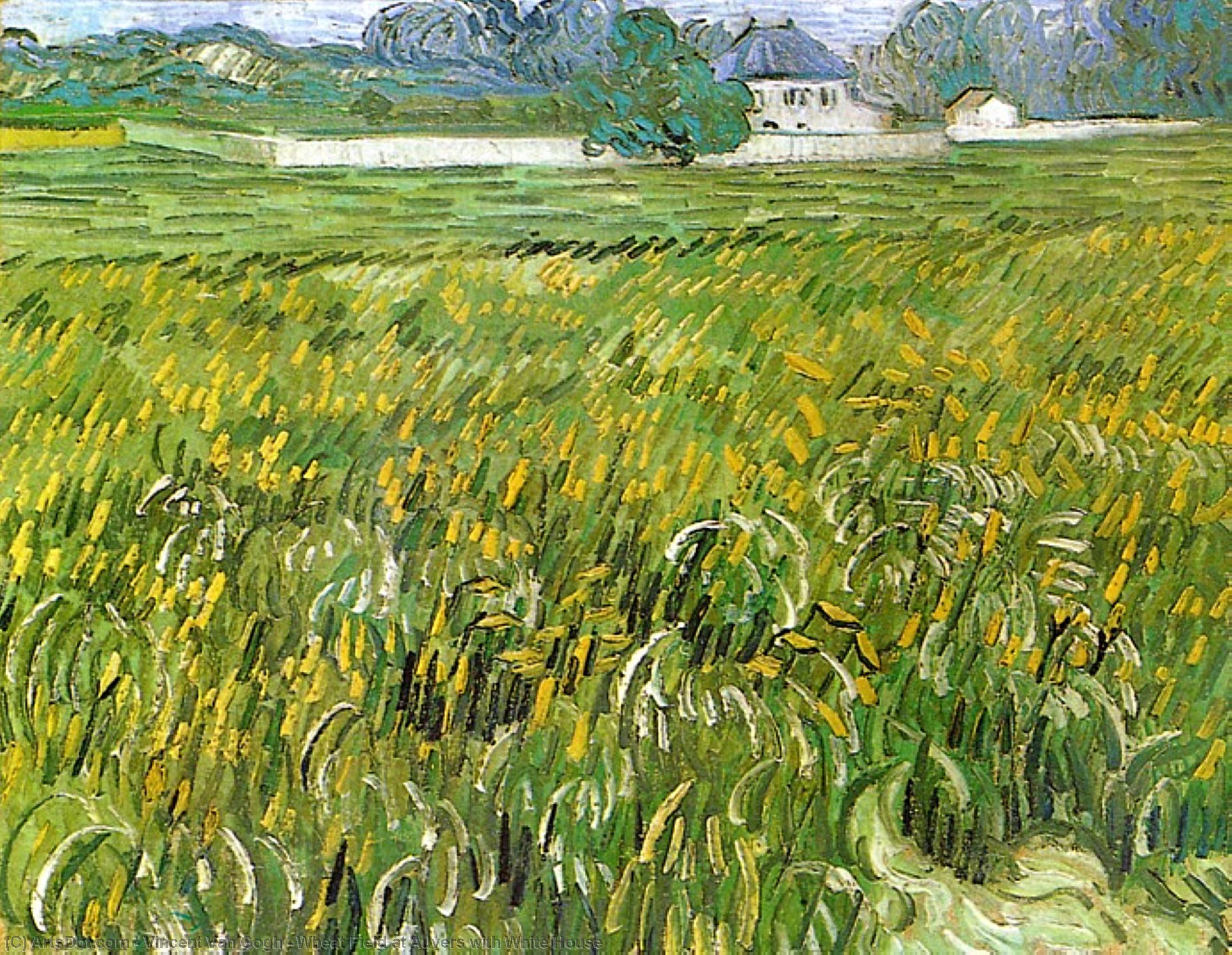 Wheat Field At Auvers With White House — Vincent Willem Van Gogh