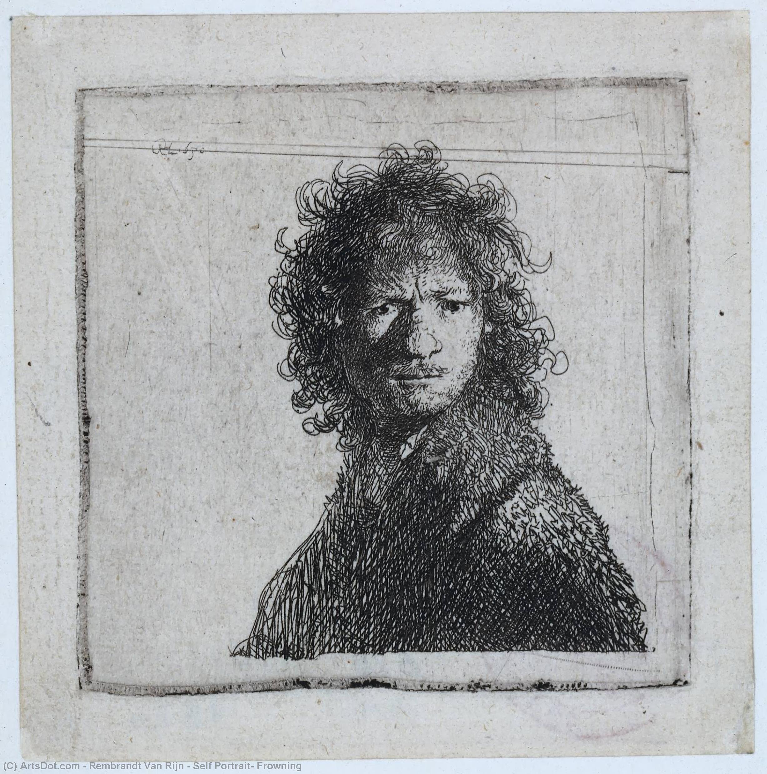Selbstporträt, Stirnrunzeln — Rembrandt Van Rijn