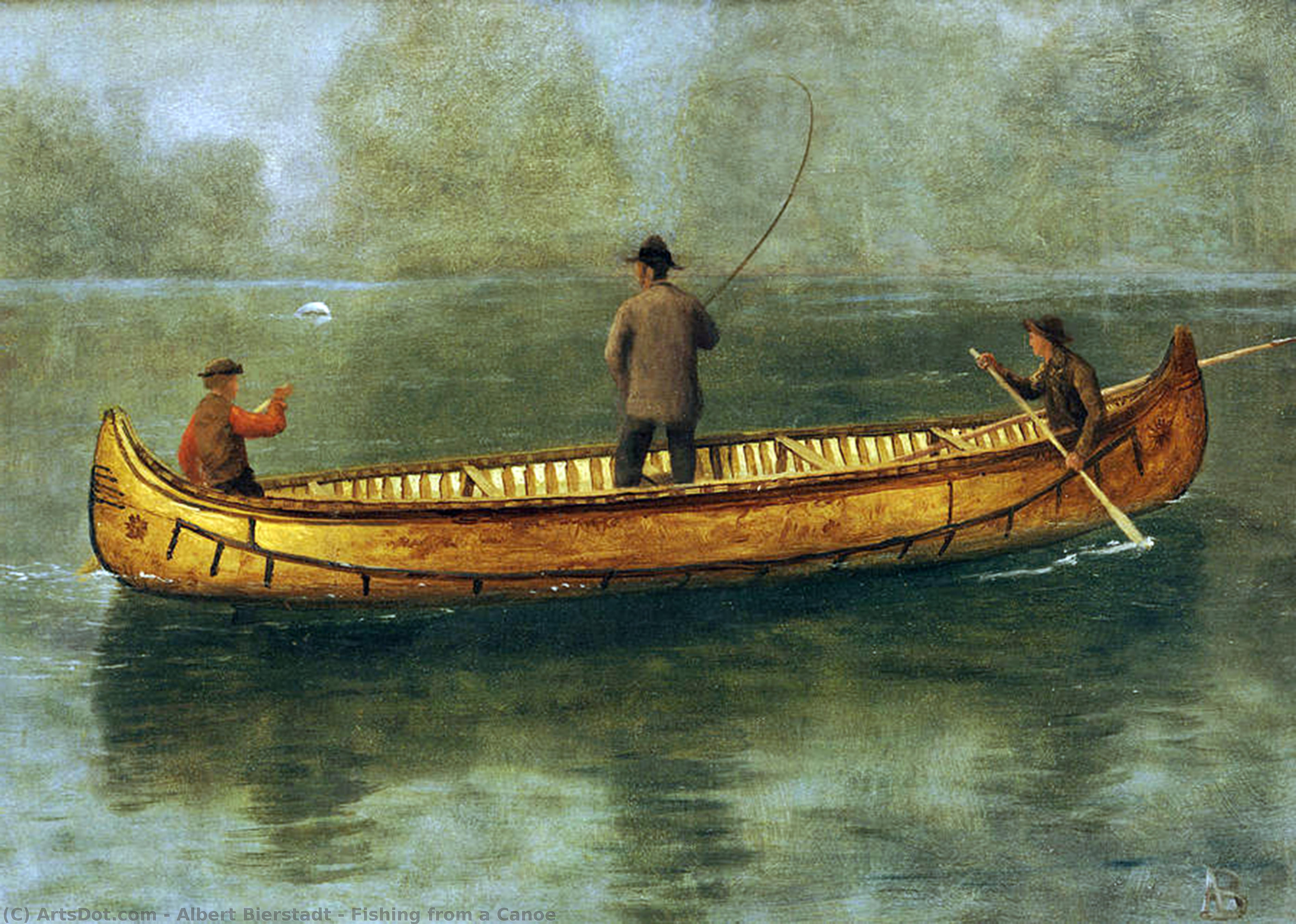 Fishing From A Canoe — Albert Bierstadt