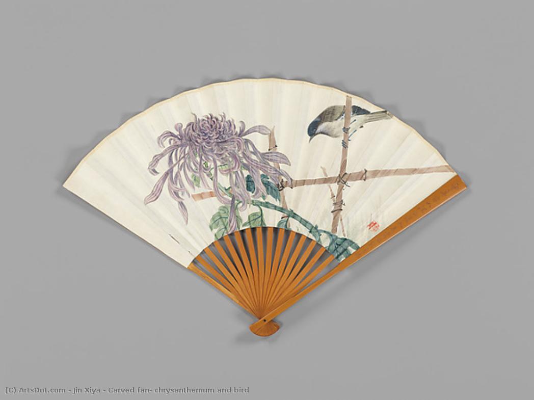 Carved Fan, Chrysanthemum And Bird — Jin Shaofang