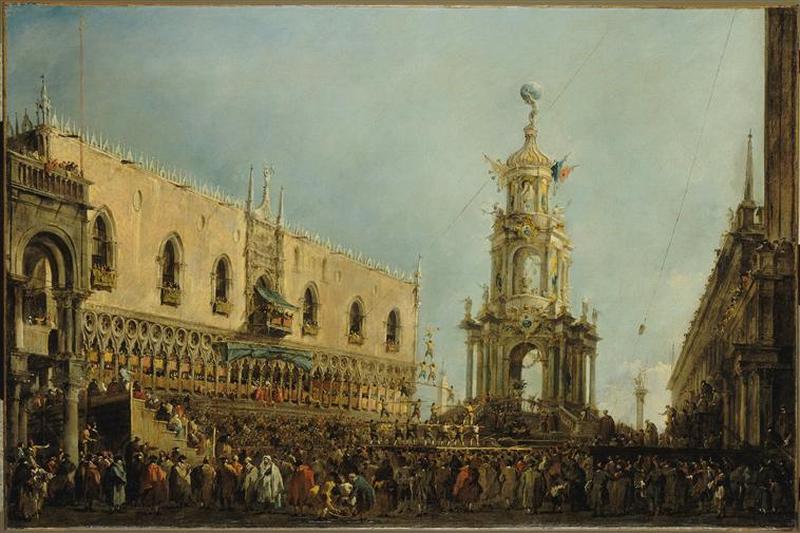 Le Doge De Venise Assiste Aux Fetes Du Jeudi Gras Sur La Piazzetta — Francesco Lazzaro Guardi
