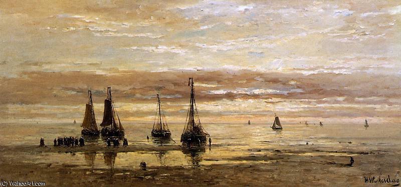 Ships On The Beach Sun — Hendrik Willem Mesdag