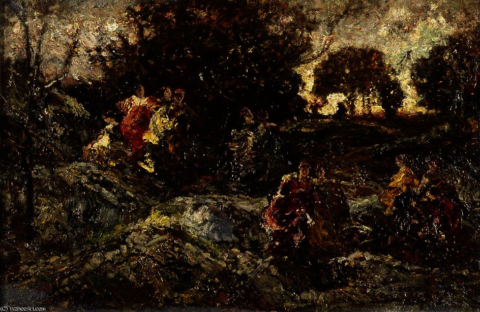 Women In A Landscape — Adolphe Joseph Thomas Monticelli