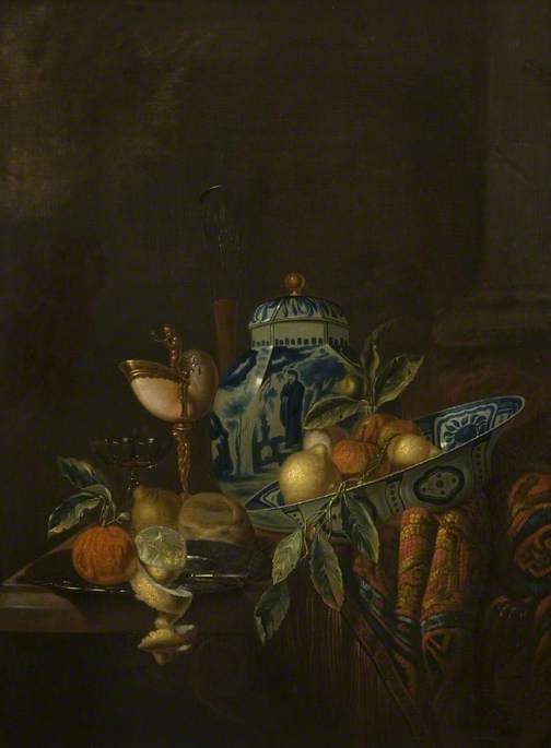 Still Life With Fruit And Blue And White China — Juriaen Van Streeck