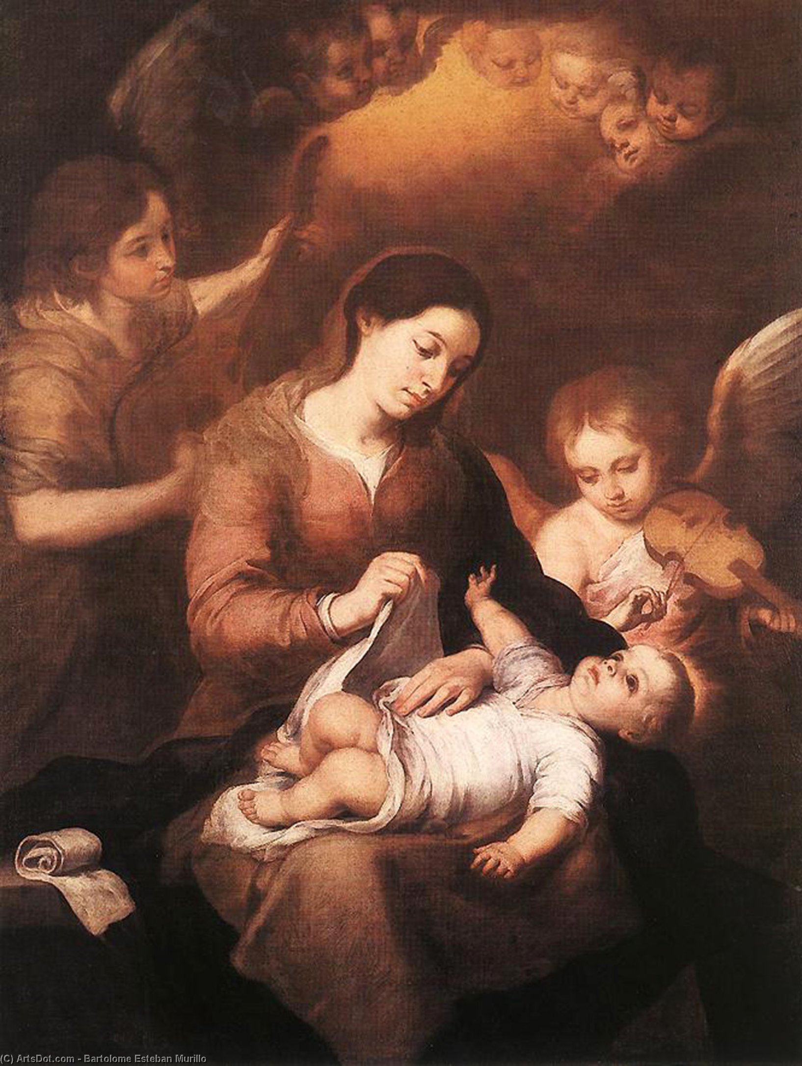 Mary And Child With Angels Playing Music — Bartolomé Esteban Murillo