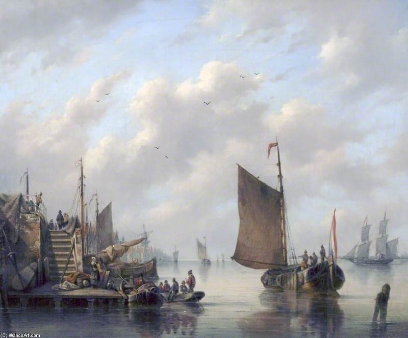 Landing Stage With Figures And Boats — Antoine De Saaijer Waldorp
