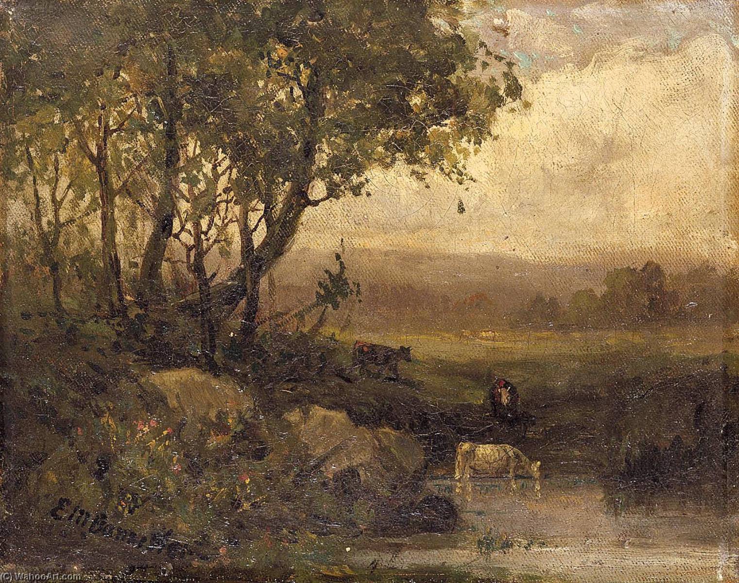 Untitled (landscape, Riverbank, Three Cows) — Edward Mitchell Bannister