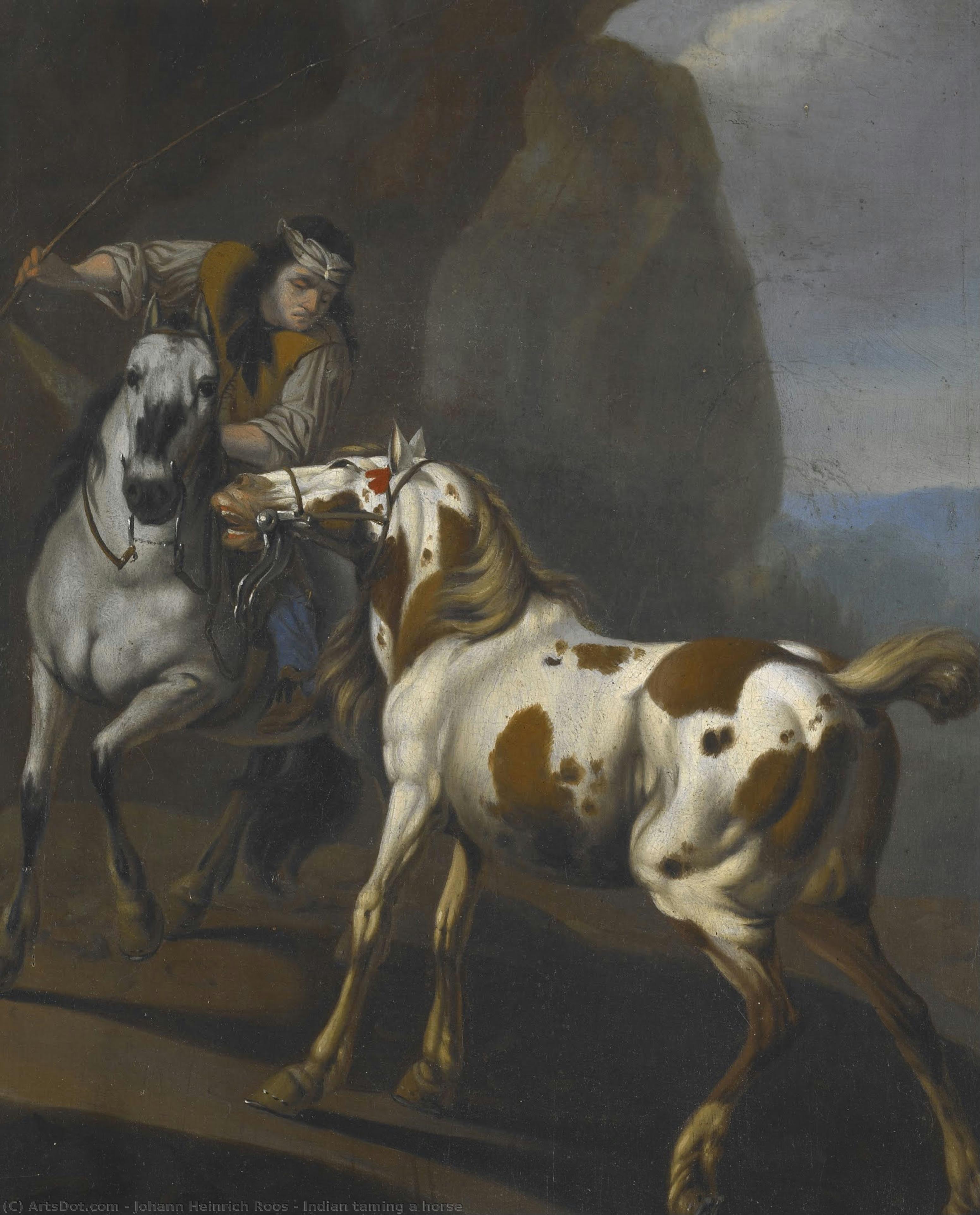 Indian Taming A Horse — Johann Heinrich Roos