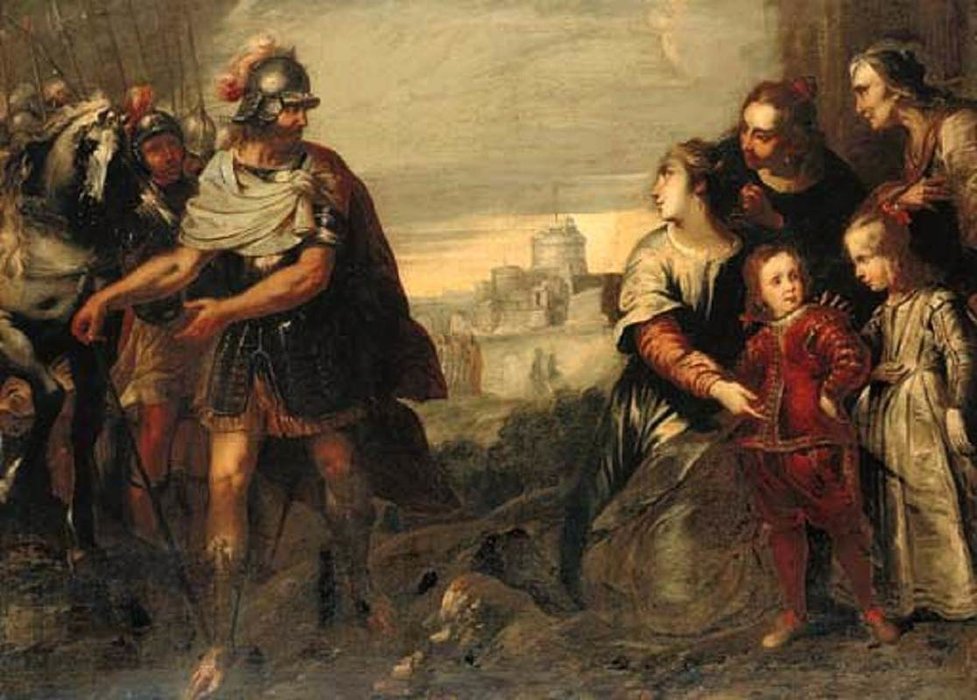Volumnia With Sons Before Coriolanus — Bartolomeo Biscaino
