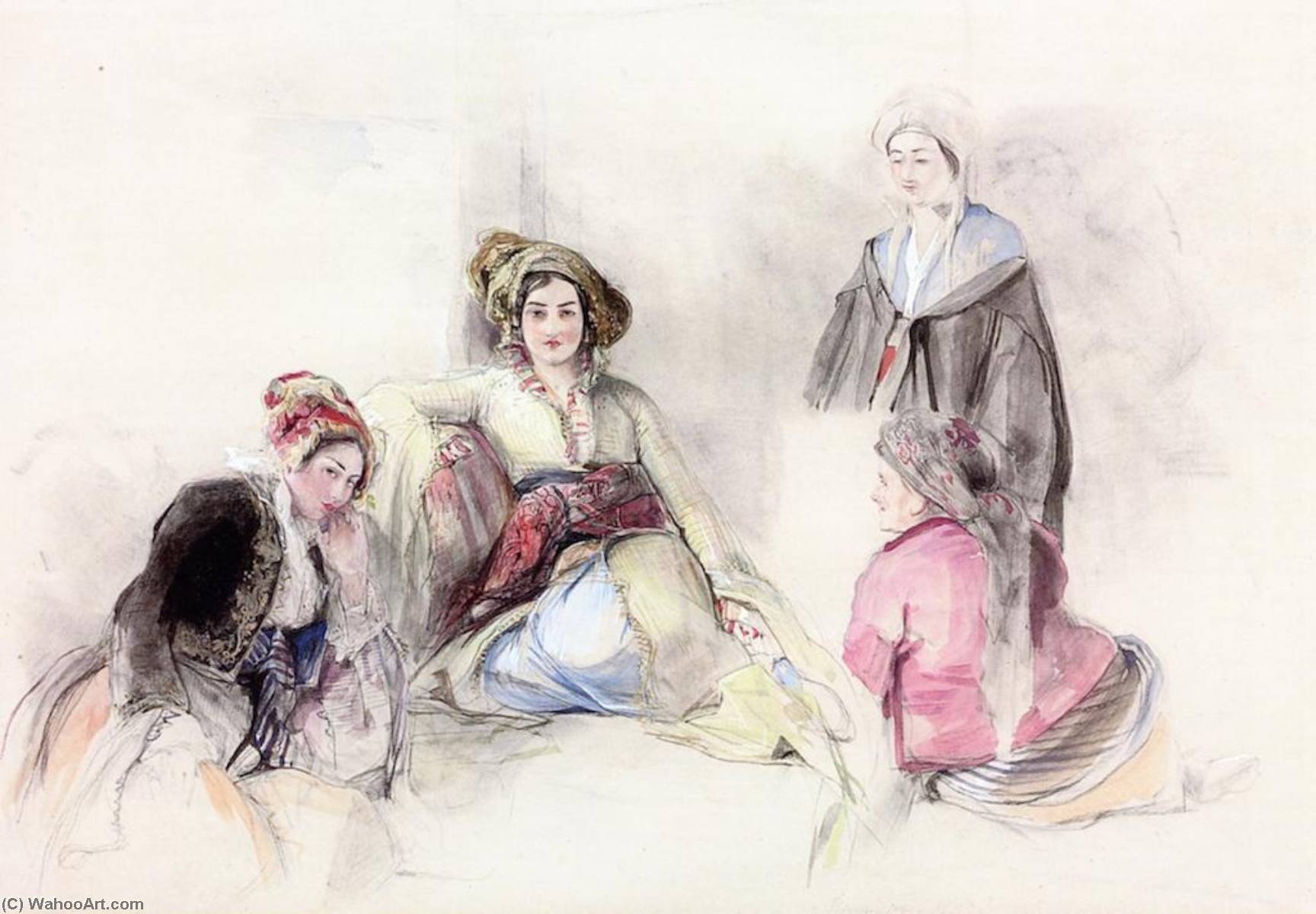 Four Women In Ann Interior, Brussa, Turkey — John Frederick Lewis
