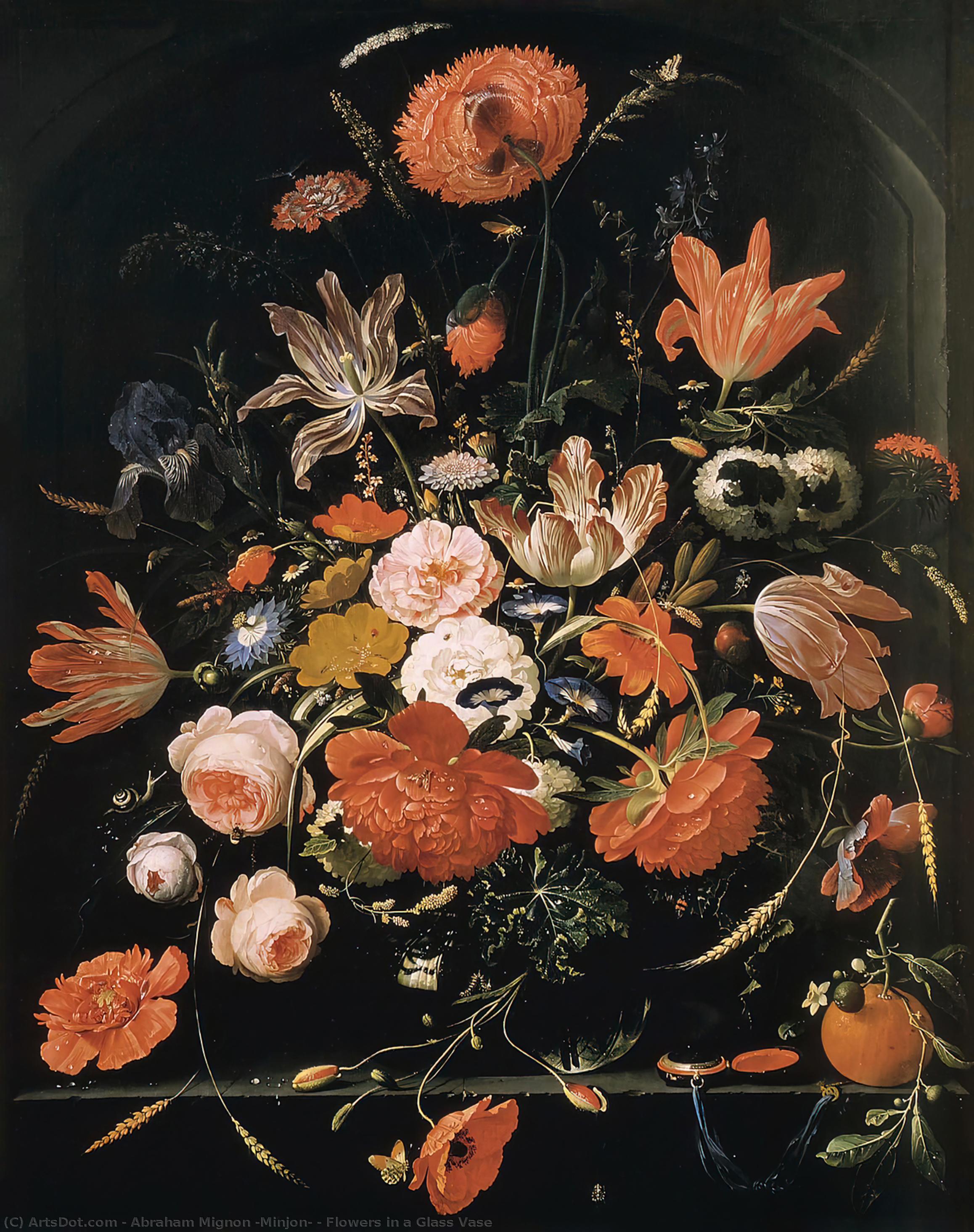 Flowers In A Glass Vase — Abraham Mignon (minjon)