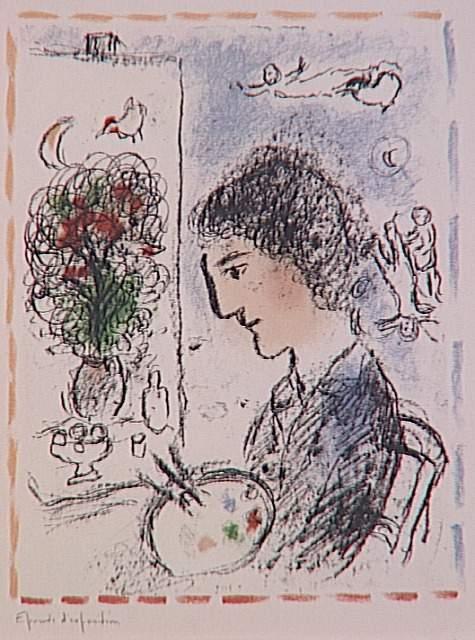 A Flowered Easel — Marc Chagall