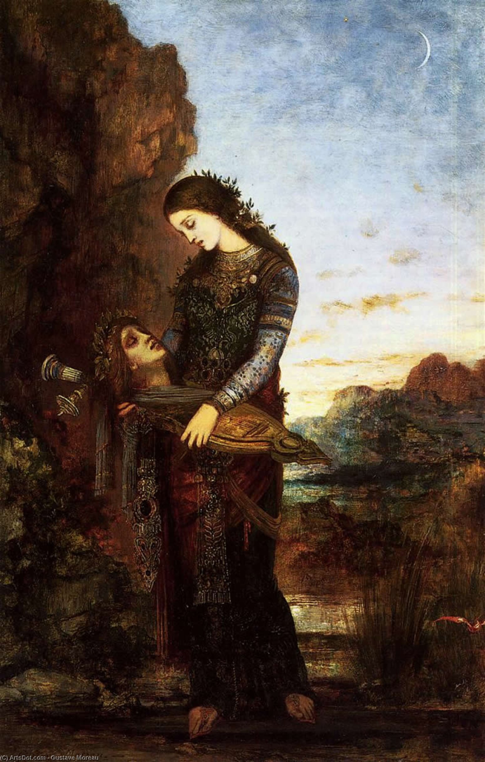 Young Thracian Woman Carrying The Head Of Orpheus — Gustave Moreau