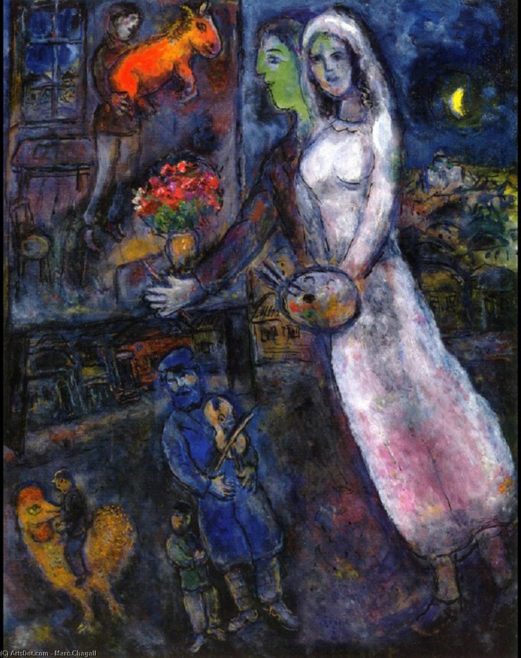 Newlyweds And Violinist — Marc Chagall
