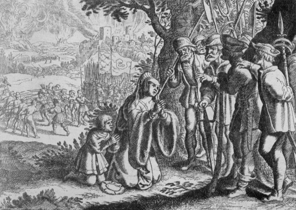 Die Gräfin Helfenstein Bittet Jäcklein Rohrbach Um Gnade Fur Ihren Mann — Matthäus The Elder Merian