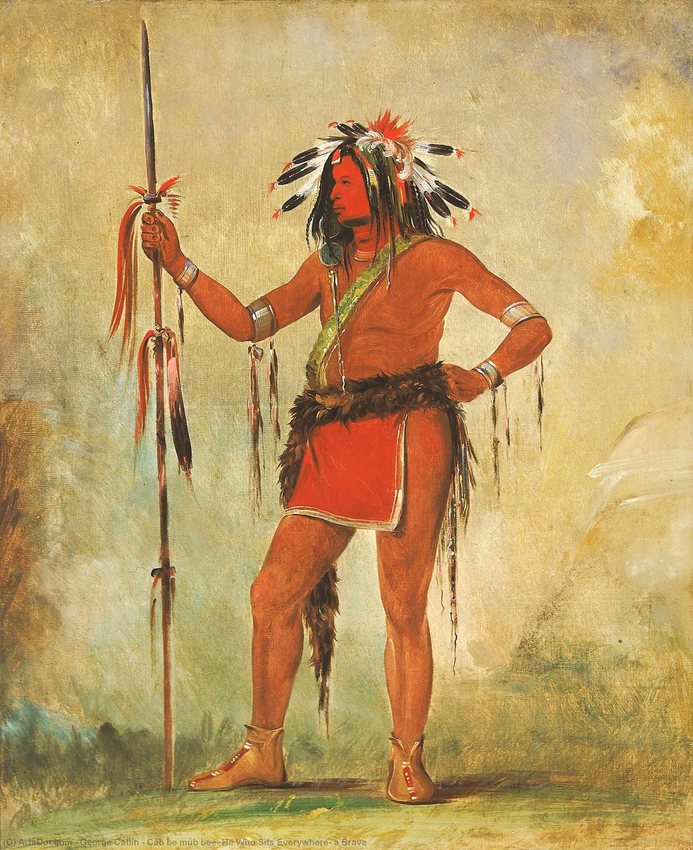 Cáh Be Múb Bee, He Who Sits Everywhere, A Brave — George Catlin