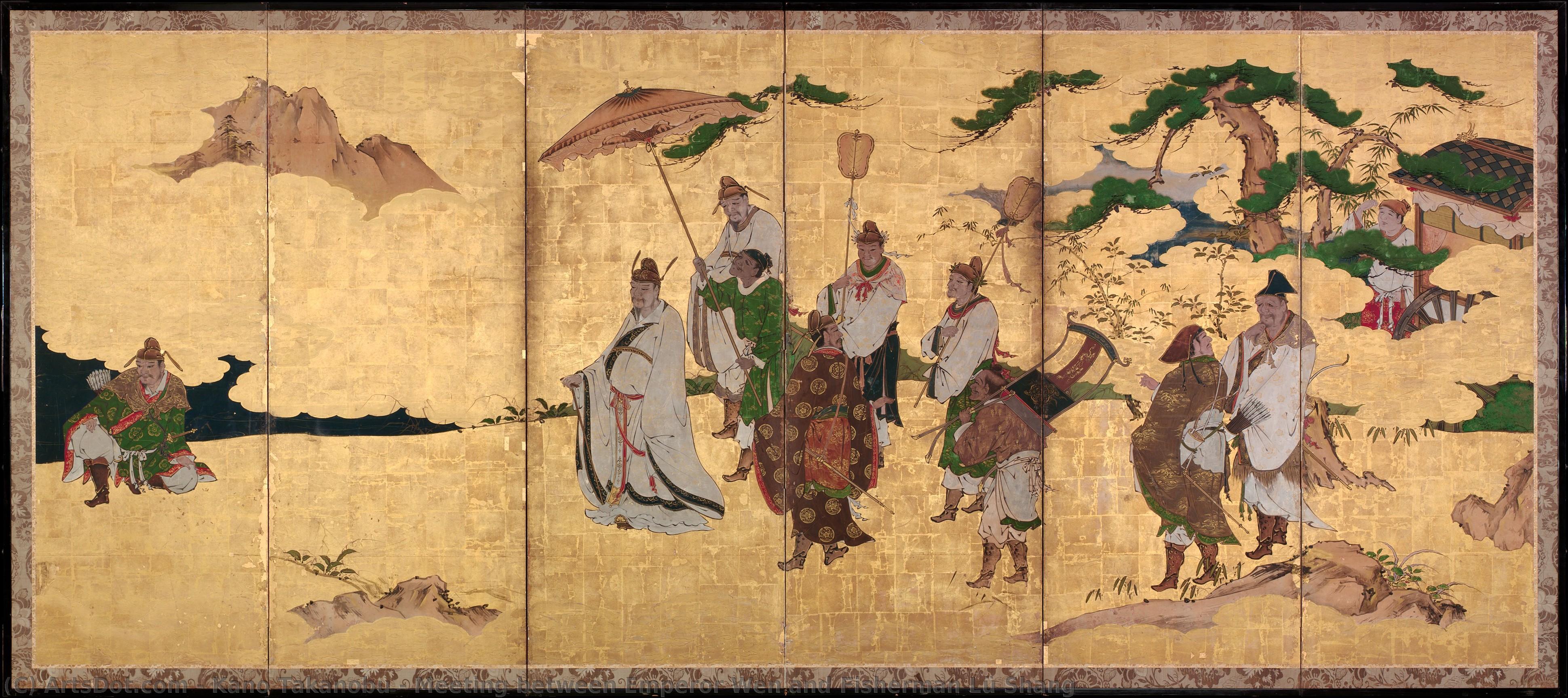 Meeting Between Emperor Wen And Fisherman Lü Shang — Kano Takanobu