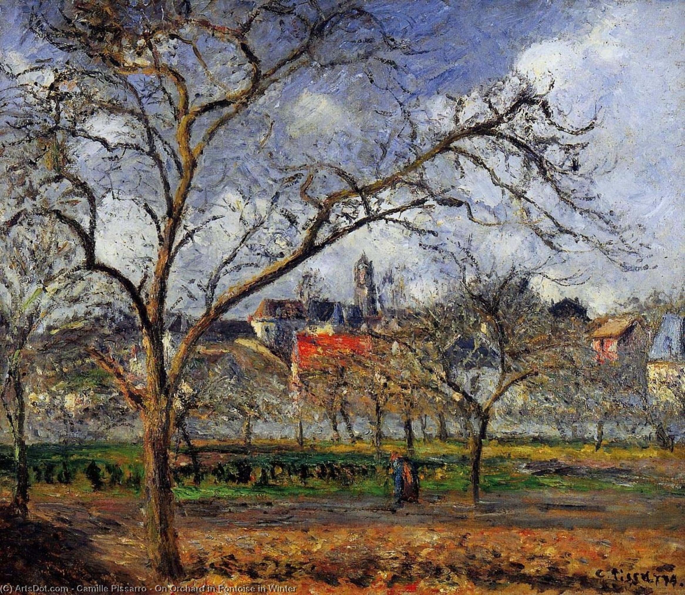 On Orchard In Pontoise In Winter — Camille Pissarro